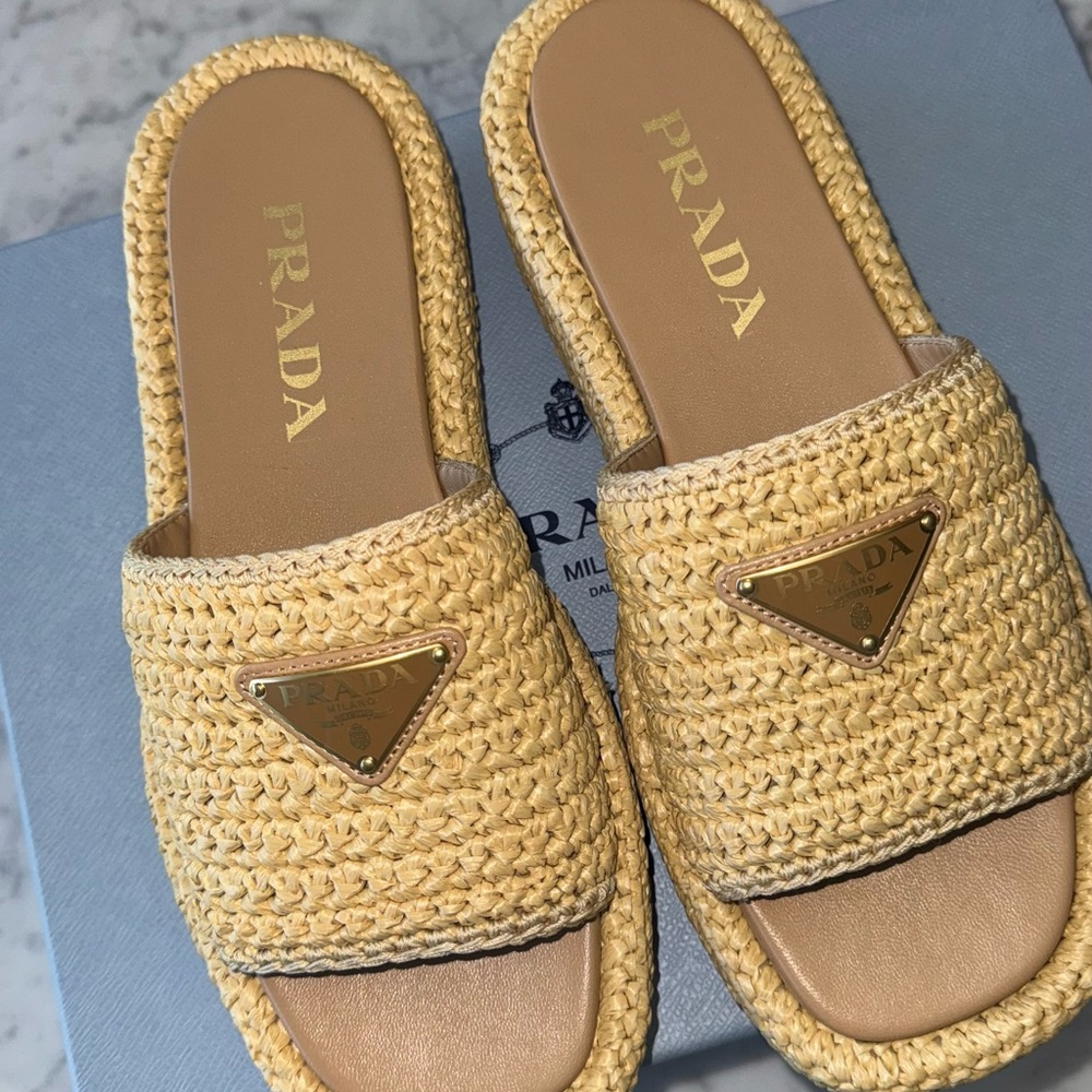 Prada Women's Yellow Woven Sandals